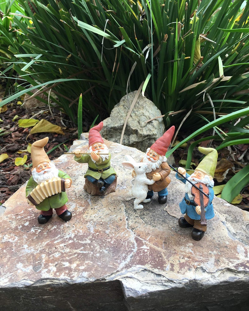 GlitZGlam Happy Gnomes Dancing Celebration! - 4- Piece Musical Garden Gnome Set for The Miniature Fairy Garden - Image 2
